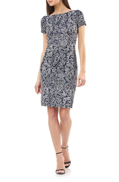 Js Collections Soutache Cocktail Dress In Silver Navy
