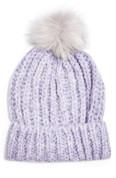 Topshop Lilac Chunky Twist Pom Beanie