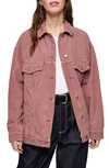 Topshop Dad Oversize Corduroy Jacket In Pink