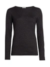 Brunello Cucinelli Crewneck Long-sleeve Cashmere-blend Knit Pullover In Black