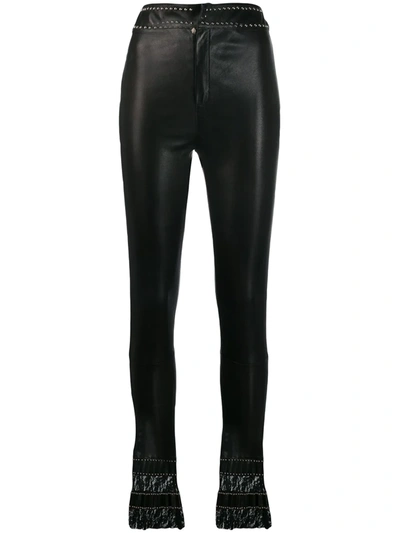 Philipp Plein Leather Flare Trousers In Black