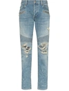 BALMAIN DISTRESSED TAPERED JEANS