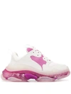 Balenciaga Triple S Clear Sole Logo-embroidered Leather And Mesh Sneakers In White