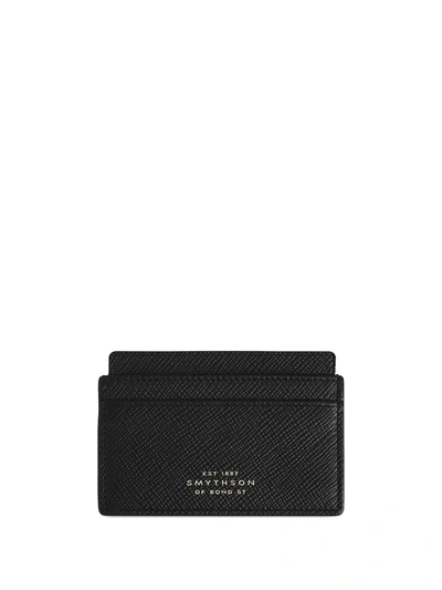 Smythson Panama Flat Card Holder In Black