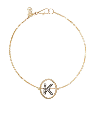 ANNOUSHKA 18KT YELLOW GOLD DIAMOND INITIAL K BRACELET