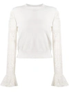 ALEXANDER MCQUEEN LACE SLEEVE KNITTED TOP