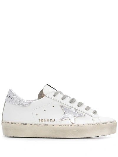 Golden Goose Elevated Hi Star Sneakers With Metallic Accents In White