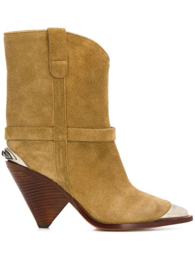 Isabel Marant Lamsy Embellished Suede Ankle Boots In Beige