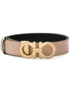 Ferragamo Gancini-buckle Reversible Leather Belt In Beige