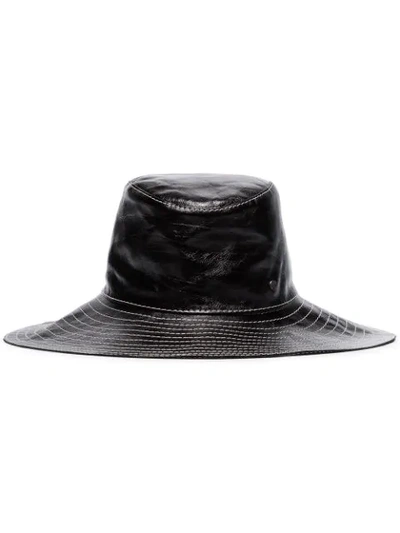 Maison Michel Black Lauren Leather Hat