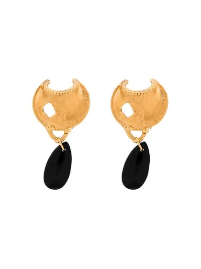 Alighieri 24k Gold-plated Bronze And Black Drop Earrings In Gold