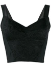 Dolce & Gabbana Shaper Corset Bustier Top In Jacquard And Lace In Black