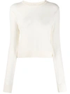 Jil Sander Embroidered Logo Cropped Jumper In Neutrals