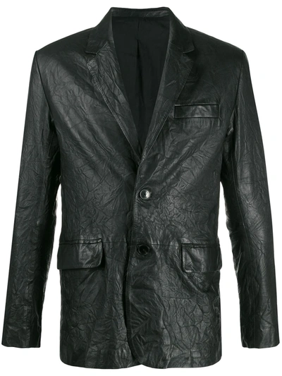 Zadig & Voltaire Valfried Crinkle Leather Jacket In Noir