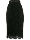 Dolce & Gabbana Lace Scalloped-hem Midi Skirt In Black