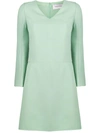 Valentino V-neck Shift Short Dress In Green