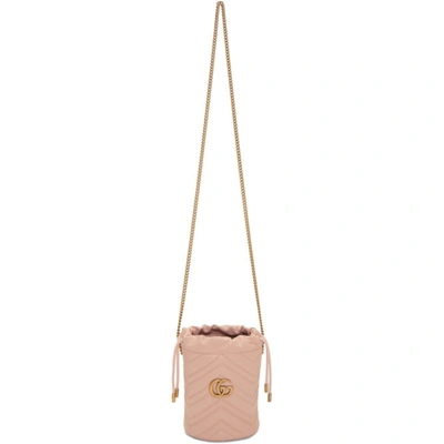 Gucci Pink Mini Gg Marmont 2.0 Bucket Bag In Pink & Purple