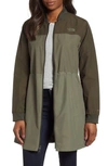 The North Face Flybae Water Resistant Bomber Jacket In New Taupe Green Combo