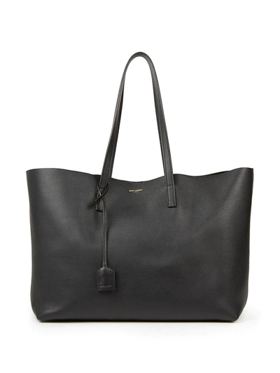 Saint Laurent Large Leather Shopper In Black