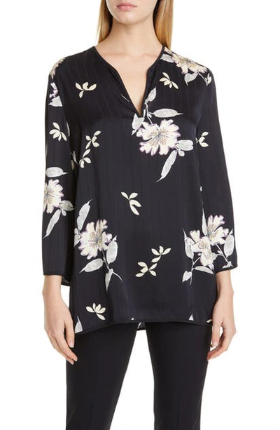 Etro Floral-print Pleated Tunic In Black