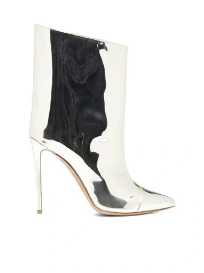Alexandre Vauthier Alex Mirror Effect Metallic Ankle Boots In Silver