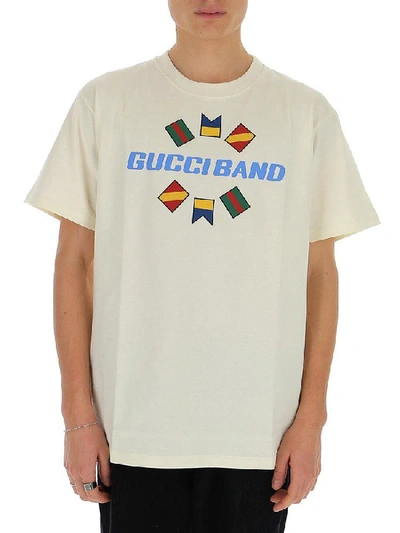 Gucci Band Oversized Printed T-shirt In Neutrals