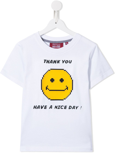 Mostly Heard Rarely Seen 8-bit Kids' Smile Emoji T-shirt In White