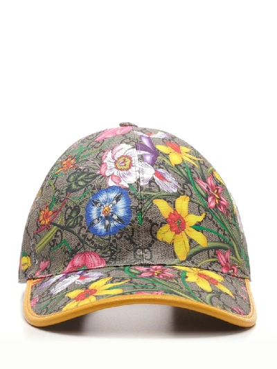 Gucci Floral Gg Supreme Baseball Hat In Flora,yellow