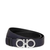 FERRAGAMO Reversable and adjustable blue Gancini belt,SF16181A