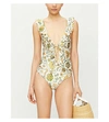 ZIMMERMANN Floral-print ruffle-trimmed swimsuit