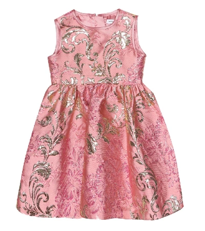 Dolce & Gabbana Kids' Floral Brocade Dress In Pink