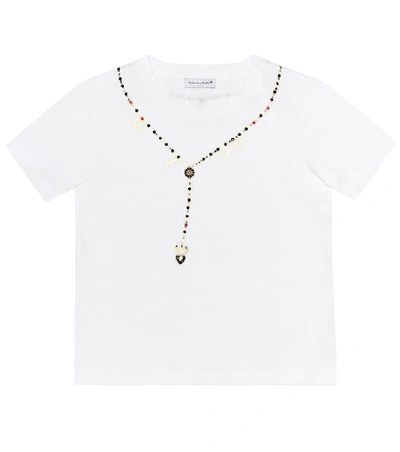 Dolce & Gabbana Kids' Jersey T-shirt With Necklace Print In White