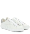 Gucci New Ace Perforated Leather Sneakers In White