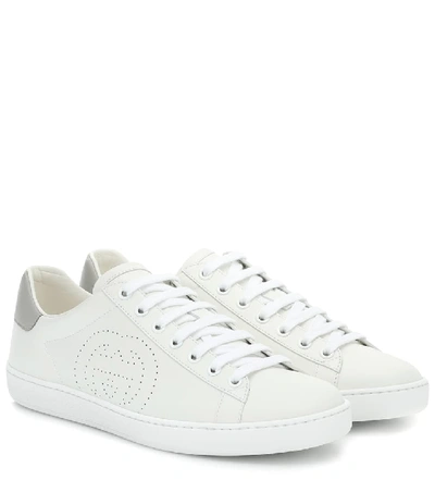 Gucci New Ace Perforated Leather Trainers In White