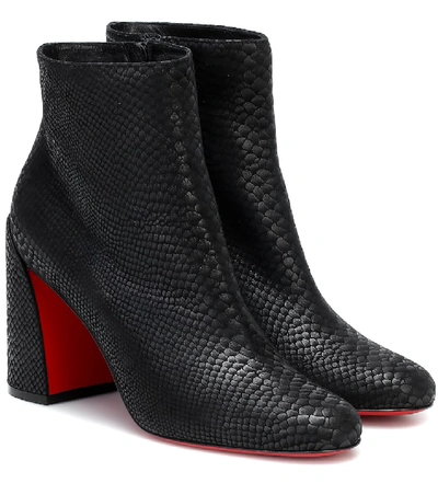 Christian Louboutin Turela 85 Lizard-effect Leather Ankle Boots In Black