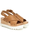 Stella Mccartney Studded Vegetarian Leather Platform Sandals In Tan