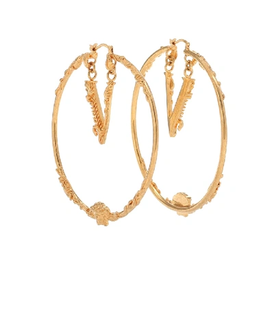 Versace Virtus Big Hoop Earrings In Gold