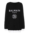 BALMAIN Logo嵌花针织羊毛混纺开衫,P00429901