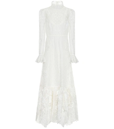 Zimmermann Super Eight High-neck Linen-blend Dress In White