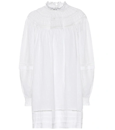 Isabel Marant Étoile Adenia亚麻迷你连衣裙 In White