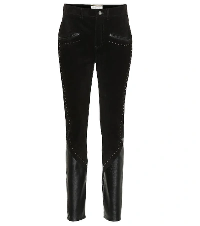 Saint Laurent Studded-leather Skinny Jeans In Black