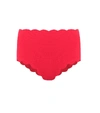 Marysia Santa Monica Scalloped Stretch-crepe Bikini Briefs In Red