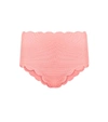 Marysia Santa Monica High-rise Scalloped-trim Bikini Bottoms In Pink
