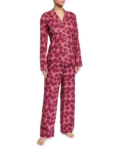 Derek Rose Ledbury Floral-print Pajama Set In Red Pattern