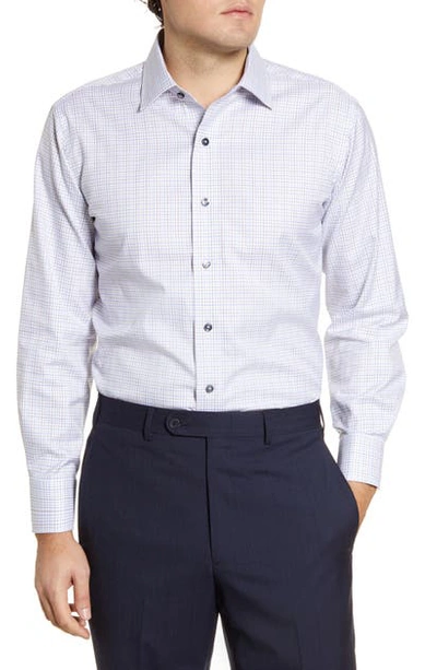 Lorenzo Uomo Trim Fit Check Dress Shirt In White/ Tan