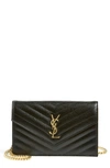 SAINT LAURENT 'SMALL MONO' LEATHER WALLET ON A CHAIN,393953BOW01