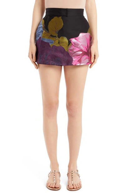 Valentino Metallic Floral Brocade Skort In Multicolor