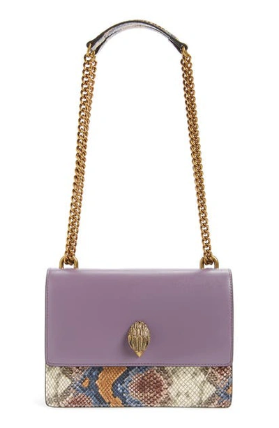 Kurt Geiger Shoreditch Snake Embossed Leather Crossbody Bag In Lilac
