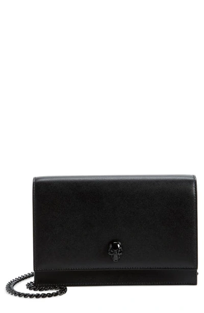 Alexander Mcqueen Skull Calfskin Shoulder Bag In Black