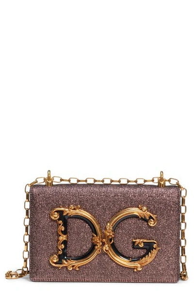 Dolce & Gabbana Borsaspalla Lame Shoulder Bag In Rosa/ Nero